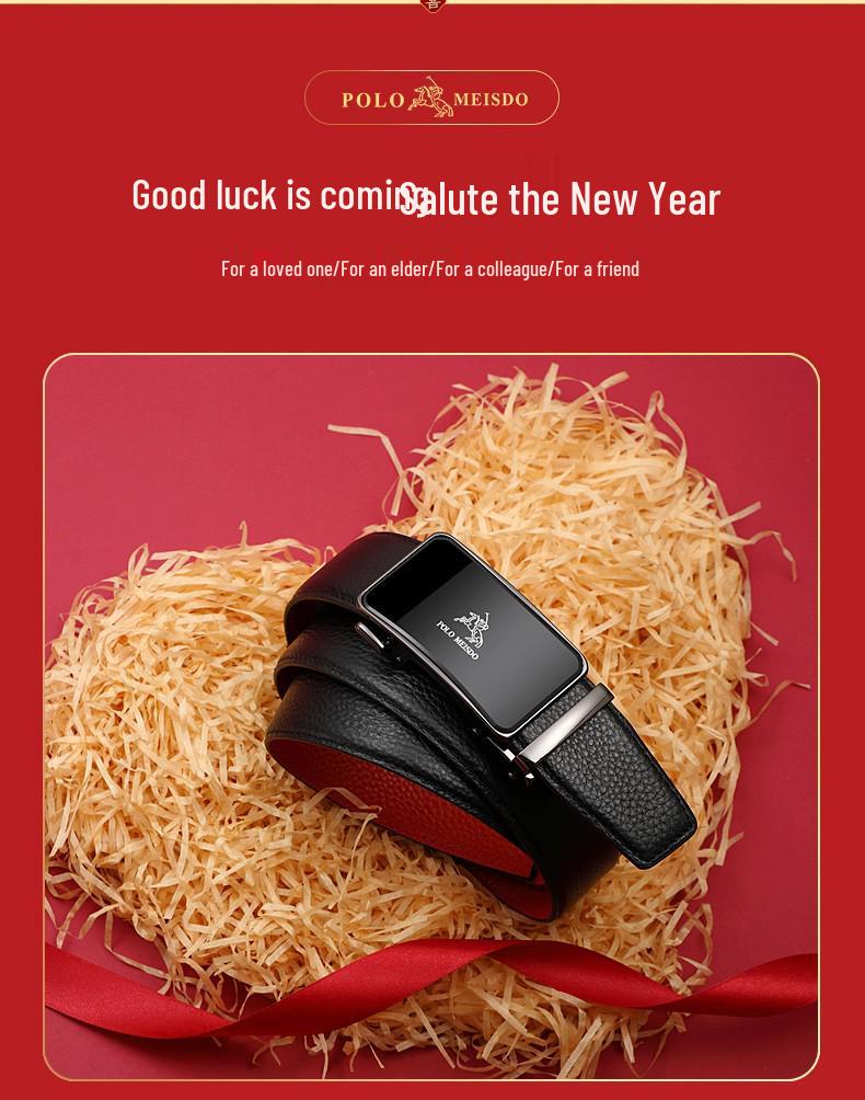 Paul Genuine Benmingnian Men's Premium Leather Belt with Automatic Buckle - Top Layer Cowhide, High-End Quality