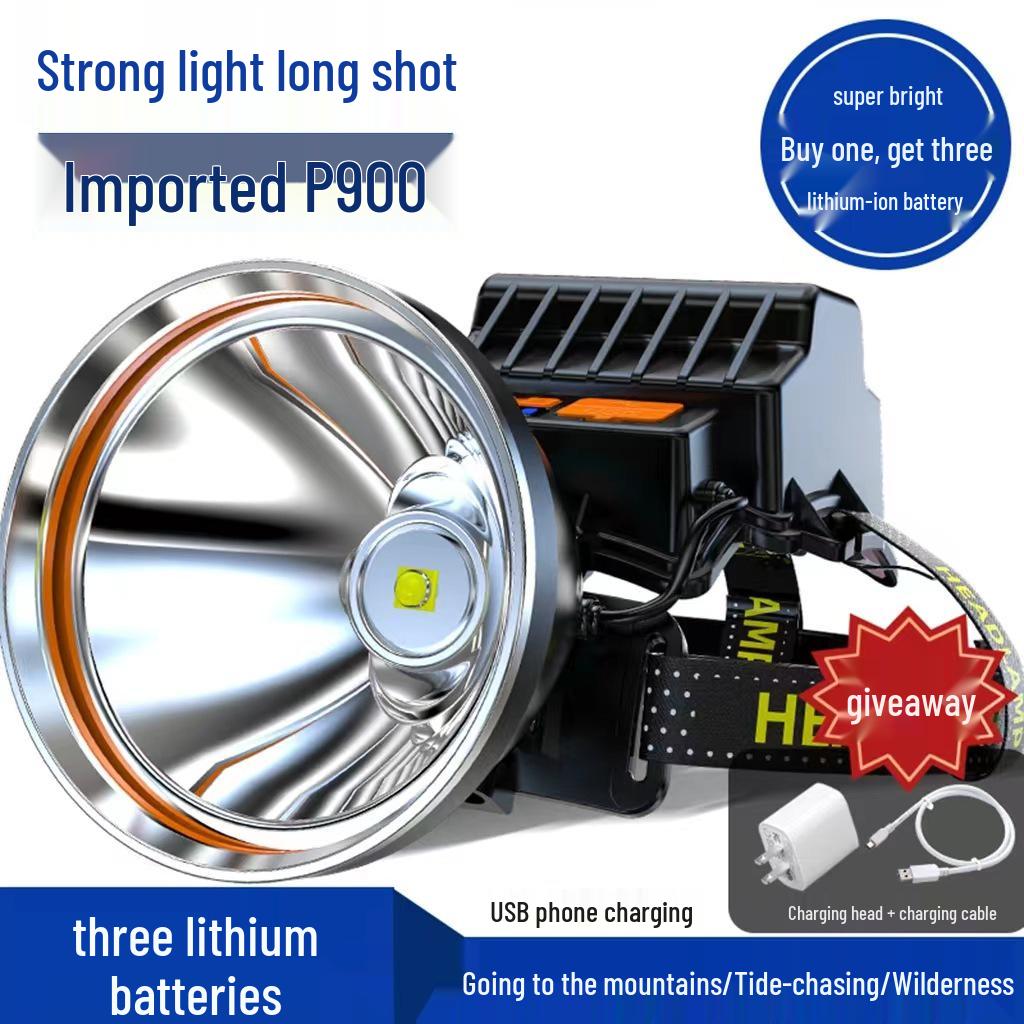 High-Intensity LED Night Fishing Headlamp with Induction Lithium Battery