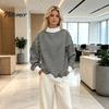 Sporty Workout Tops Women Mock Neck Striped Sweatshirt, Oversized Long Sleeve Pullover Top for Fall, Casual Half Turtleneck Shirt with Ribbed Cuffs
