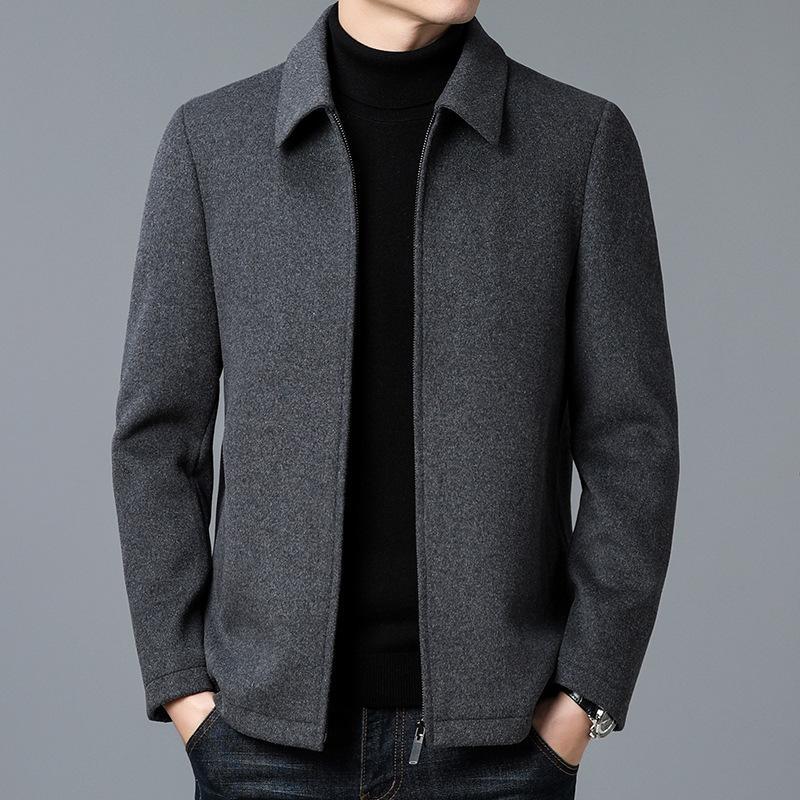 Men's Coat New Popular Autumn and Winter Middle-aged Dad Top Lapel Jacket Jacket