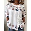 Women's printed lace-up short-sleeved blouse, fashionable and versatile, comfortable and skin-friendly, machine washable.