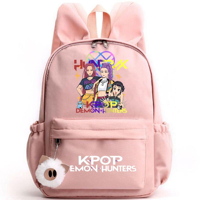 KPop Dämonenjäger Rucksack für Mädchen Jungen Kinder Rucksack Freizeit Schultaschen Reise Hasenohren Rucksäcke Mochila Geschenktüten