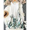 Summer New Style Sleeveless Printed Dress with A Fashionable Loose Round-necked Backless Design