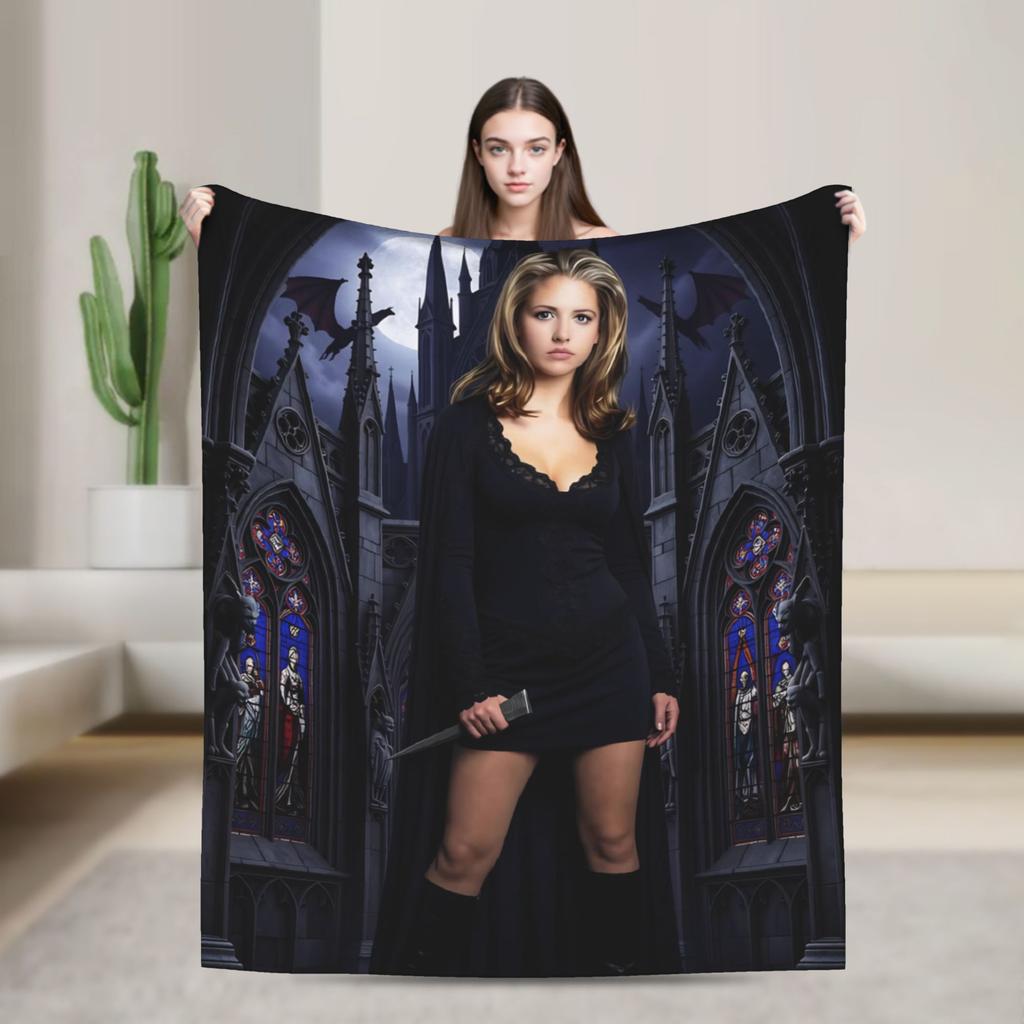 Buffy The Vampire Slayer Blanket Flannel Horror Movie Lightweight Thin Throw Blanket For Airplane Travel Bedroom Quilt