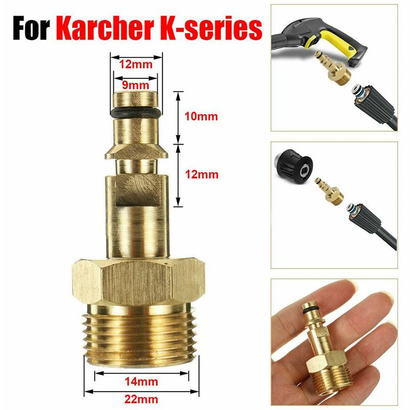 High Pressure Washer Quick Connect Adapter for Karcher K2-K7 Series Brass M22 14MM Fitting Hose Connector Quick Release Adapter