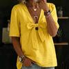Women Shirt Pure Color Loose Fit Commuting Style Casual Tops Front Bowknot Decor Summer Pullover Tops