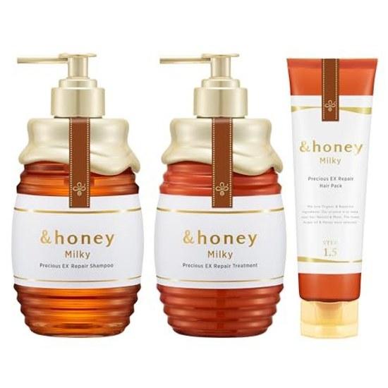 Honey Milky Precious EX Repair 3-piece Set Shampoo/Treatment/Hair Pack Creamy Version Up