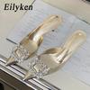 Moda Eilyken Nuova Moda Tacchi Sottili in Cristallo Zoccoli Pantofole da Donna Eleganti Punta Acuta Scarpe da Banchetto Festa Ballo di Fine Anno per Signore