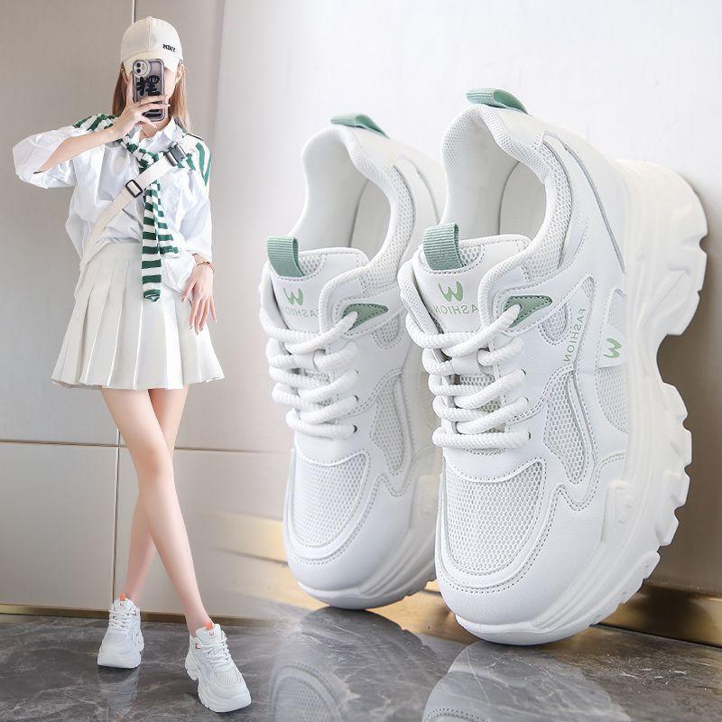 

Leather Dad Shoes Women s Inner Height-increasing Mesh Shoes 40 зелёный