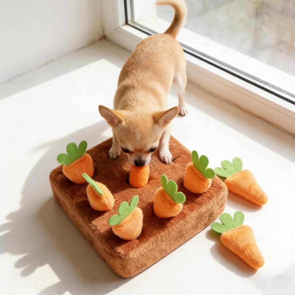 Carrot Snuffle Mat for Dogs Cats Puzzle Toy with Carrots for Small Medium Large Interactive Pet Stress Relief Dogs Chew Toys