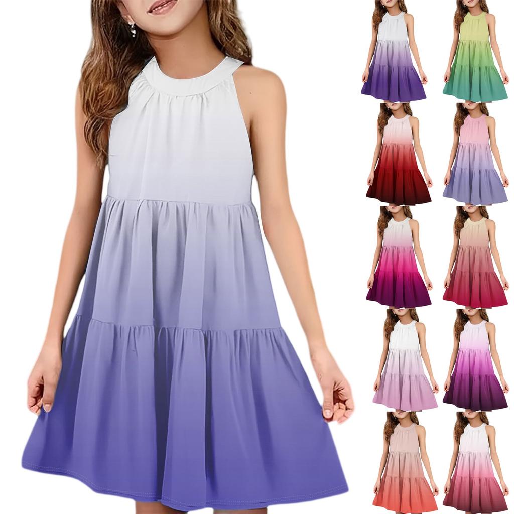 Children's Summer Casual Fashion Round Neck Sleeveless  Dress