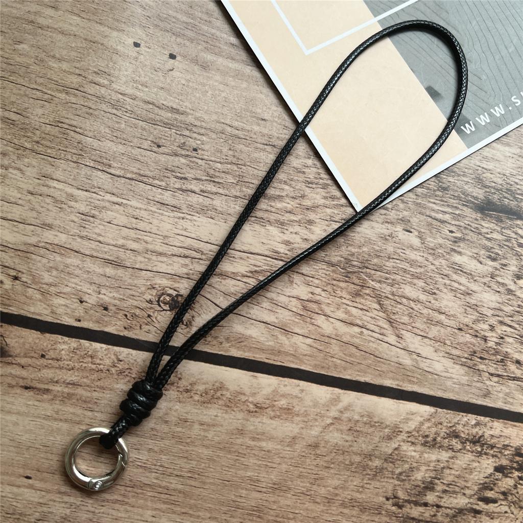 Keychain Lanyard Wax Rope Metal Keyring Cellular Strap Simple Keychain for Phone Mobile Accessories Anti-lost Keycord Accessory