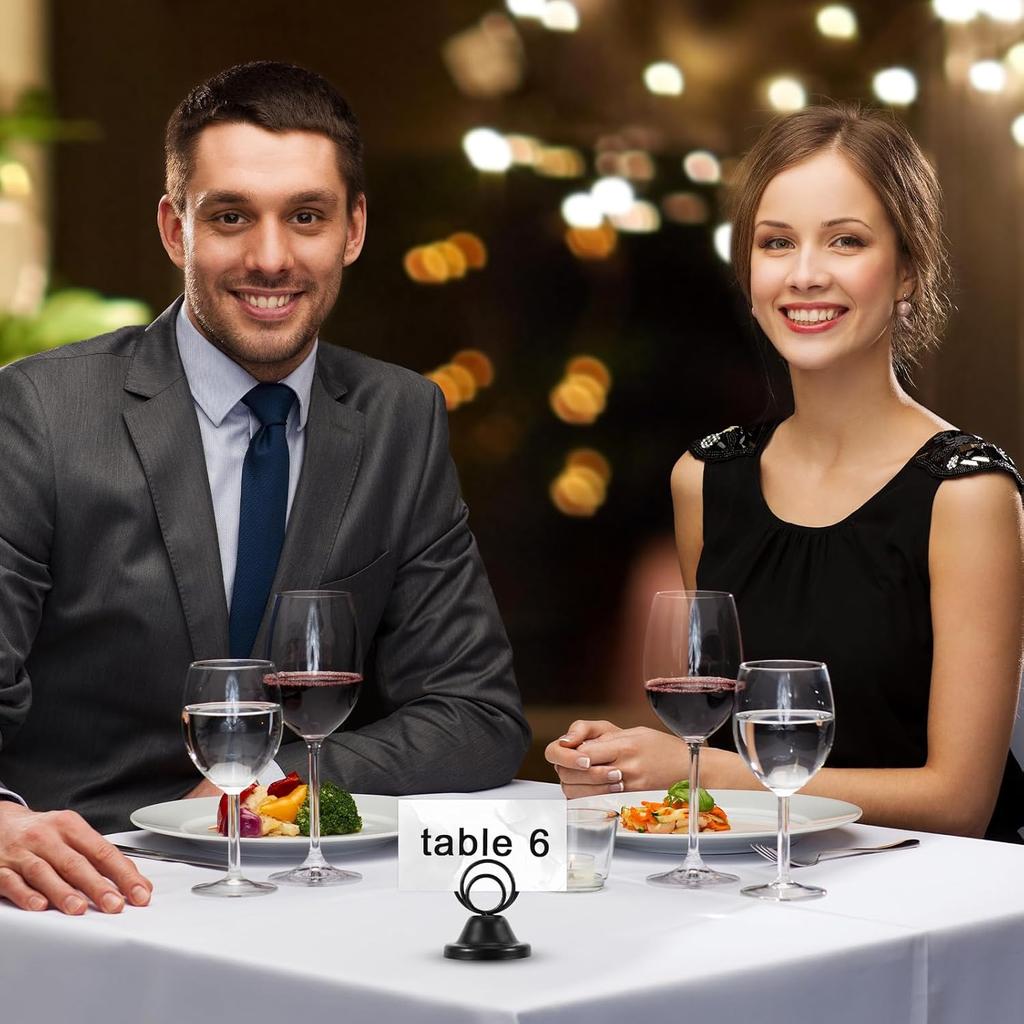 12Pcs Table Number Holders, Metal Black Finish Wire Picture Stands Name Menu Clips Place Card/ Memo/Photo Table Sign Holders for Wedding Party Office