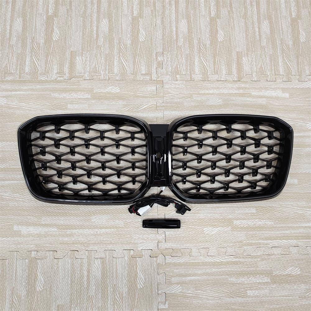 LED White Light Gloss Black Car Front Bumper Kidney Grill Grilles For BMW X3 X4 G01 G02 2025-2025 LCI ABS Car Styling Bodykits