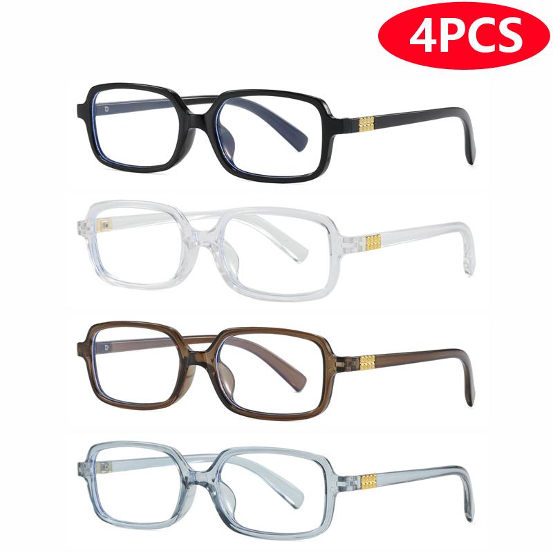 4pcs Fashion Women Small Square Eyeglasses Frame Anti Blue Light Eyeglasses Outdoor Casual Eyewear Rivet Glasses Unisex