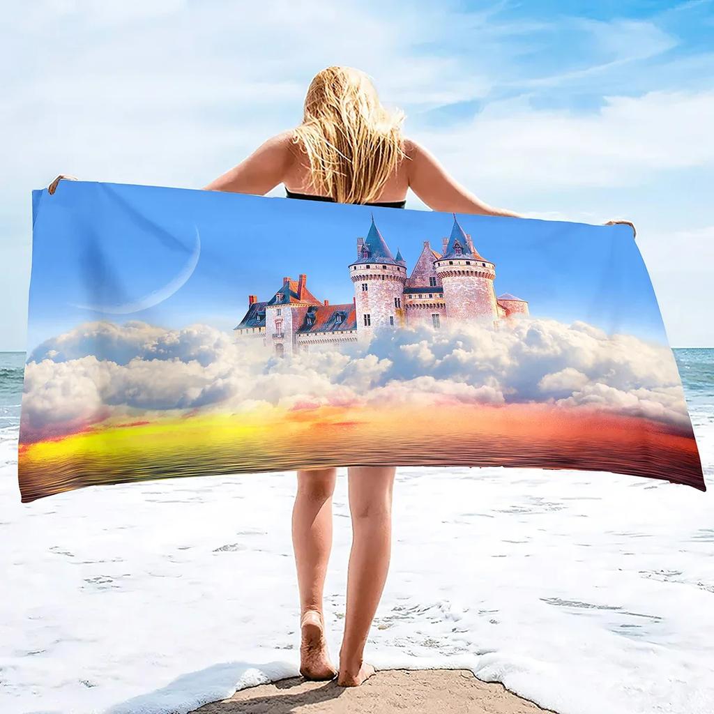Beach Towel Fantasy Castle Microfiber Beach Towels Quick Dry Bath Towel Sports Beach Travel Towel Swimming Pool Towels for Girl