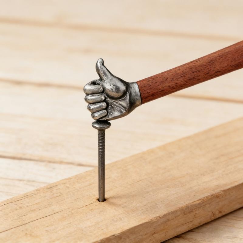 Thumb Hammer Decorative Hammer Stainless Steel Solid Head Wooden Handle Collectible Art for Gardening Camping