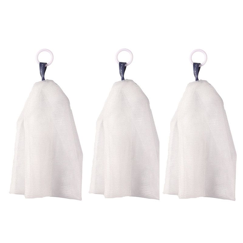 Ermutao Double-Layer Foaming Net for Facial Cleanser, Soap, and Shower Gel, Hanging Type Foaming Net with Rich and Fine Foam Foaming Net 3 Pack