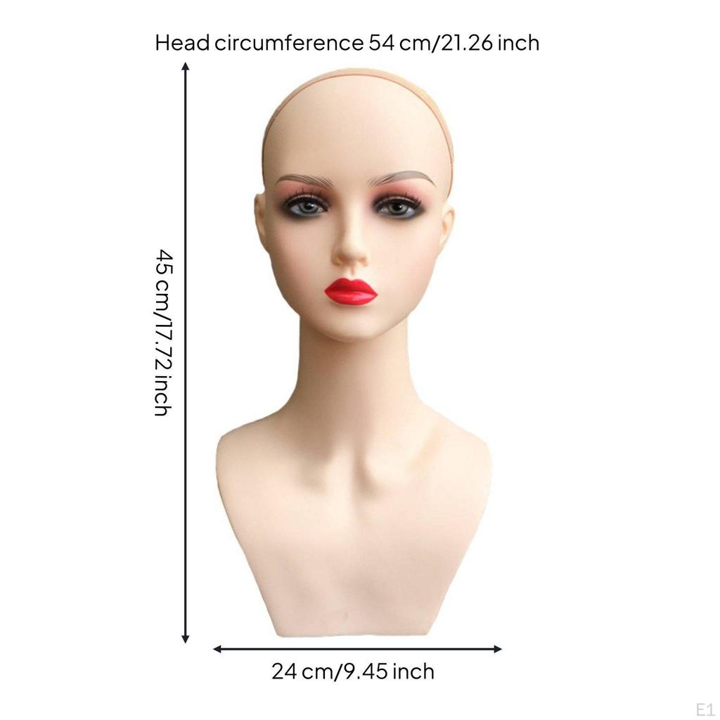 Mannequin Head with Makeup PVC Material Female Bust and Shoulders Design for Cosplay