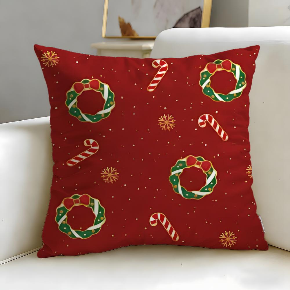 Classic Holiday Theme Christmas Cushion Cover Soft  EasyWash Pillow Case  Versatile for Couch Bed Travel and Office