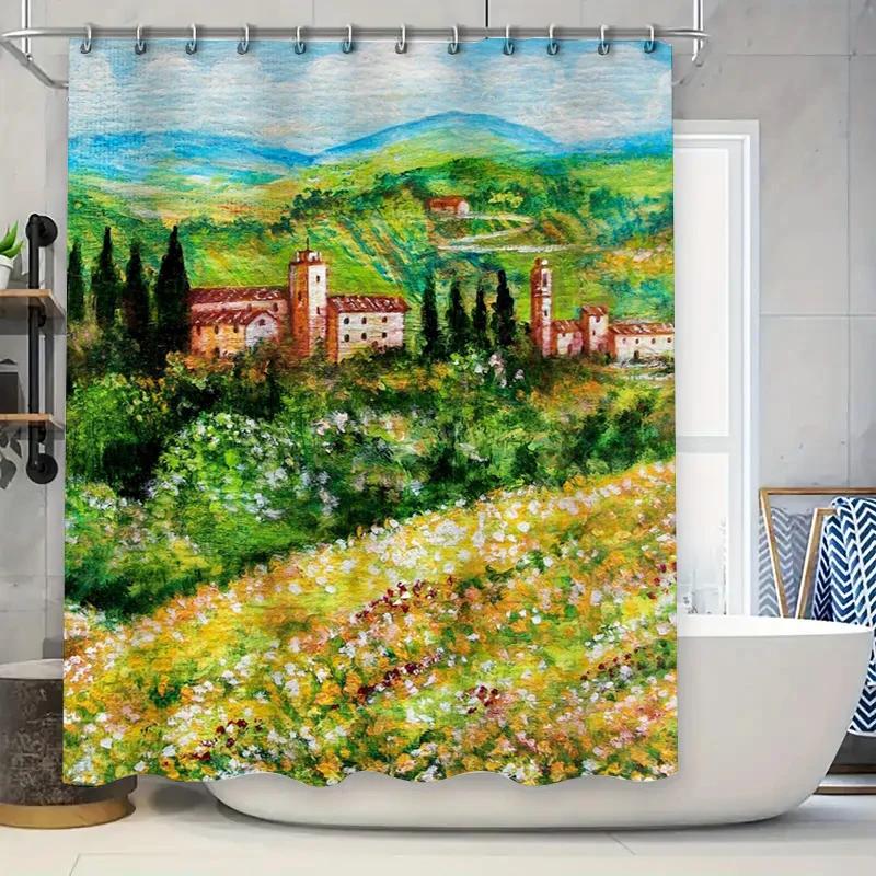 

GAEAdorable Poodle Dog Print Shower Curtain Black White Decor for Bathroom 90x180cm