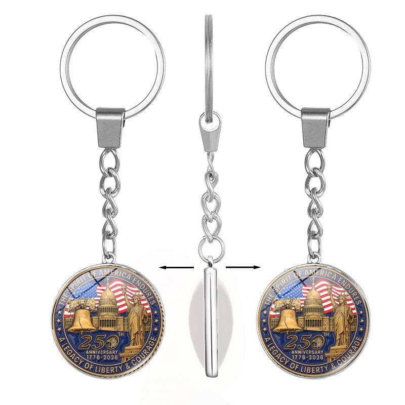 250th US Independence Day Rotating Alloy Keychain Gift