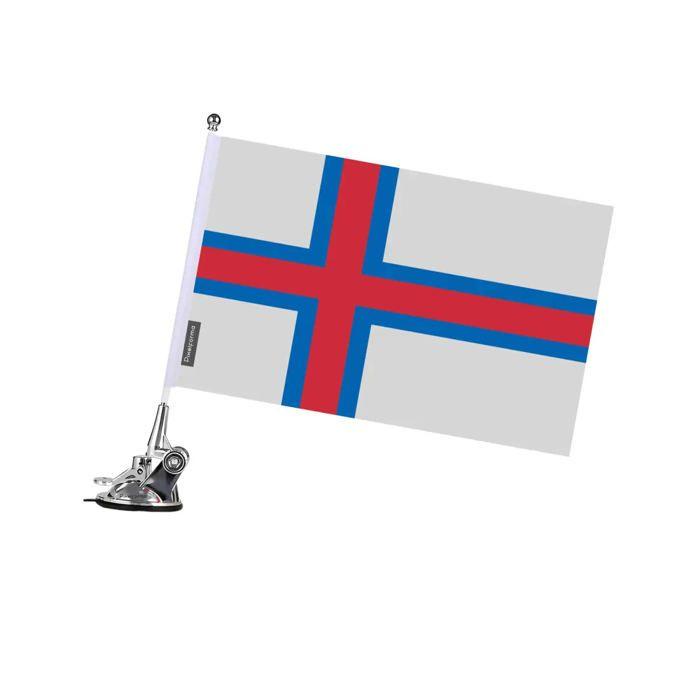 Drapeau - PIXELFORMA - îles Féroé - 27 x 35 cm - Mât en acier inoxydable - Impression recto/verso