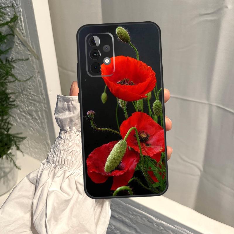 Poppy Flower Bloom Case For Samsung Galaxy A16 A36 A56 A06 A13 A53 A33 A23 A55 A35 A17 A54 A34 A14 A52 A32 A15