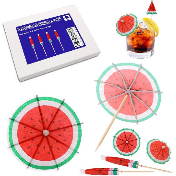 BLUE TOP Cocktail Umbrella Parasol Picks 4 Inch Pack 50pcs,Drink Umbrella Toothpicks for Drink&Food, Decorative toothpicks for Children's Day