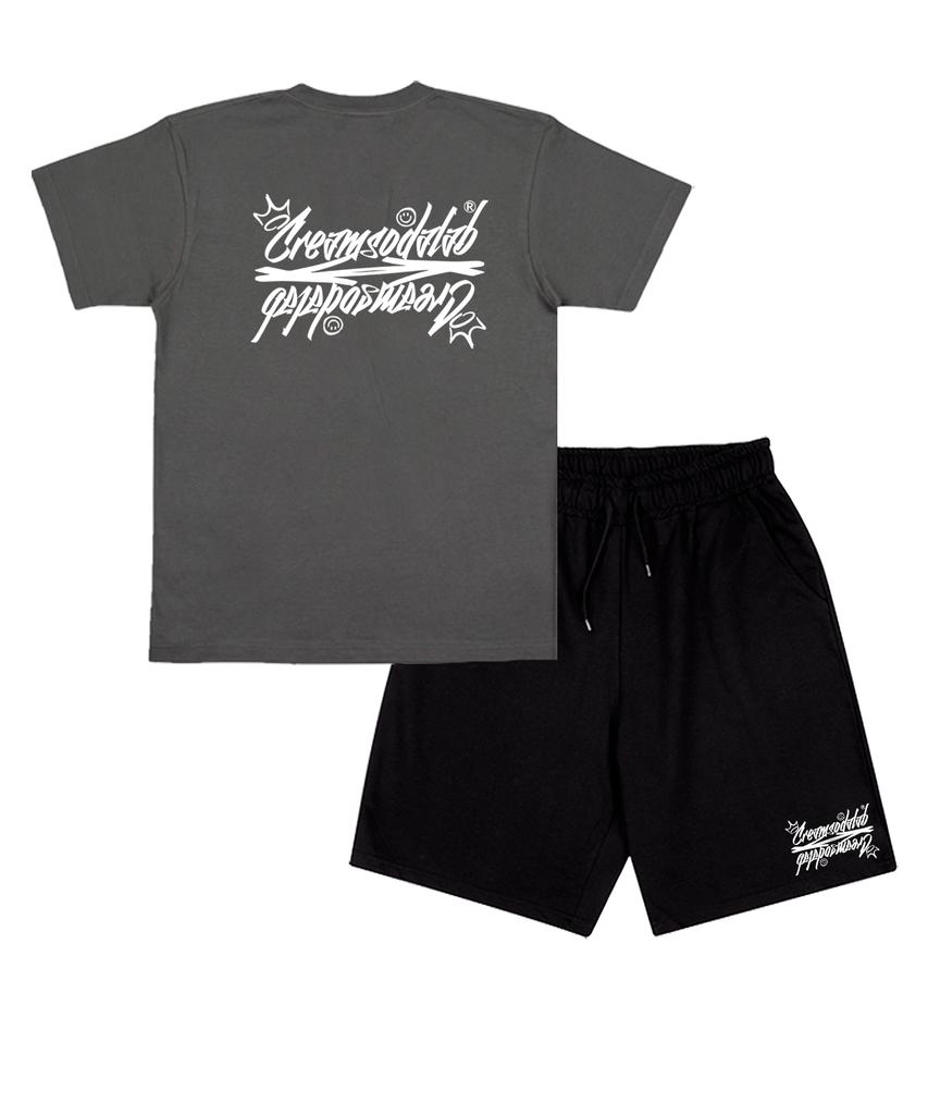 CREAM SODA LAB [2Pack] Crsdel Lettering Short Sleeve Shorts Set (Type B)