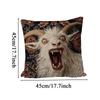 Soft Pillow Spooky Goat Face 2D Flat Printed Pillow Cushion Cover 18x18 Funny Screaming Goat Home Decor Covers For Sofa Bed