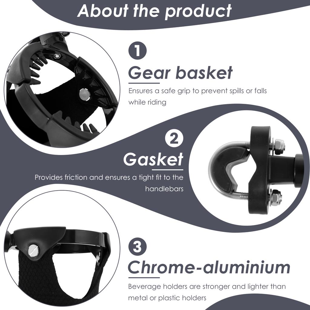 360° Swivel Mount Motorcycle Cup Holder Large Capacity Motorcycle Drink Holder for 7/8" to 1 1/4" Handlebar/Bumper/Pole Mount