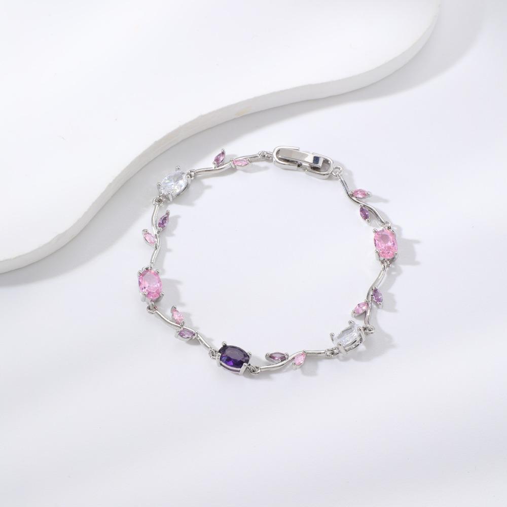 Luxury Elegant Branch Bangles Gold Silver Color Crystal Sparkling Leaf Bracelets  Wedding