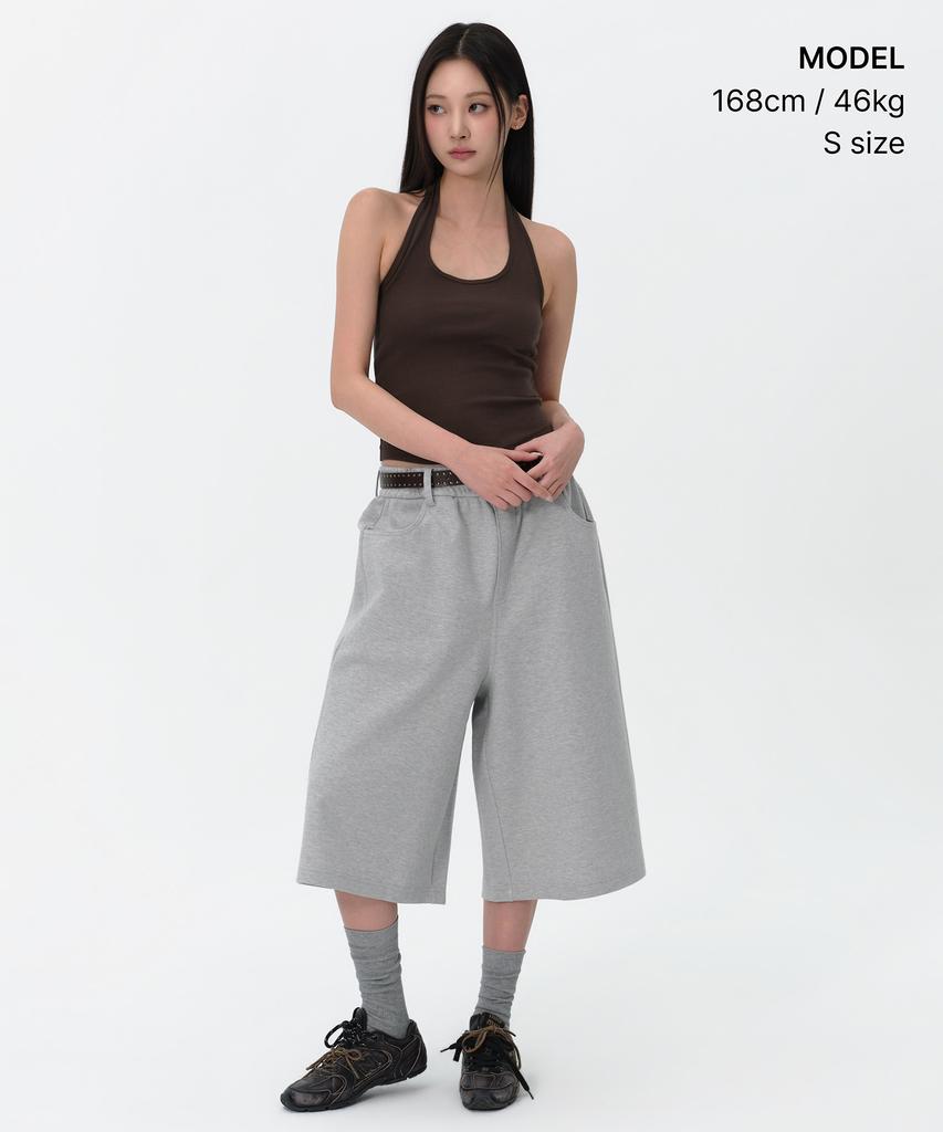 Musinsa Standard Woman Women'S Double Knit Denim Detail Bermuda Sweatpants [Medium Grey]