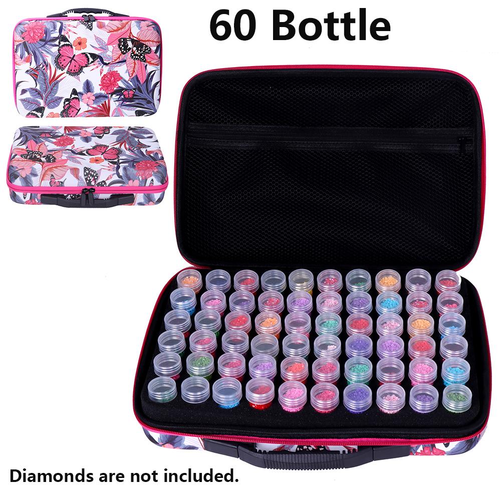 60 Bottles Diamond Painting Storage Container Case with Color Number Labels Stickers and Funnel Beads Storage Box Organizer Tool