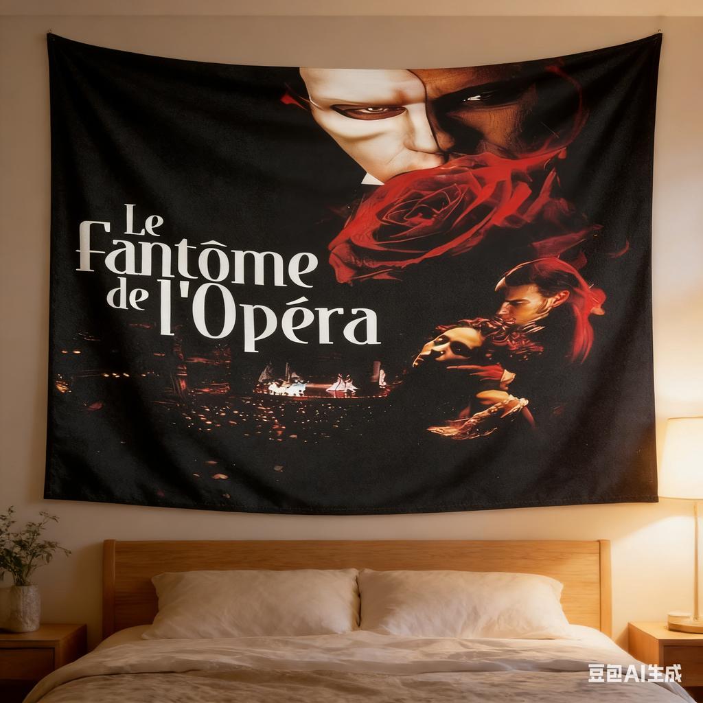 Phantom Opera Tapestry Multiple Sizes Digital Print Classic Musical Mask Theme Polyester Wall Party Decor Elegant Vintage