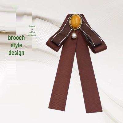 Women's Vintage Ribbon Bowknot Collar Brooch - Alloy Flower Style Tie Accessory for Professional Wear