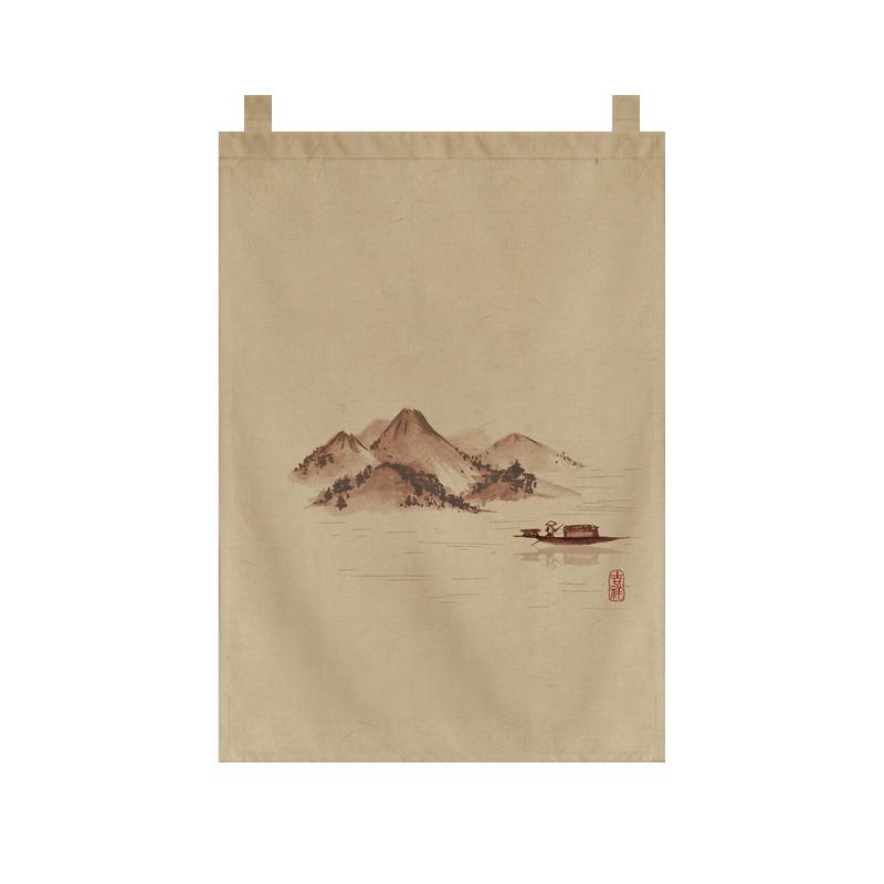 Japanese Style Tea Room Door Curtain Restaurant Signboard Chinese Tea House Partition Restaurant Hotel Pub Banner Short Curtain