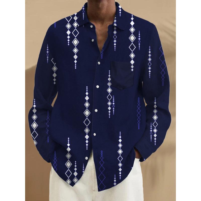 Men's Shirts, Button Down Shirts, Casual Shirts, Spring and Summer, Printed Long Sleeves Tops Fashion Comfortable Men Clothing