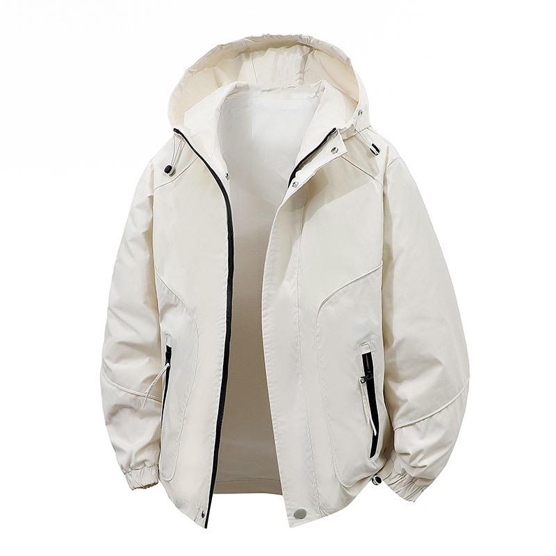 

Осень/Зима 2025 Новые куртки для молодых мужчин Ветрозащитные Модные куртки Стойка воротник Топы Мужская теплая рабочая одежда с плюшем 4XL слоновая кость