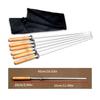 6Pieces Stainless Steel Barbecue Skewers Non Slip Wood Handles BBQ Stick for Camping Flat Metal Kebab Skewers Kitchen