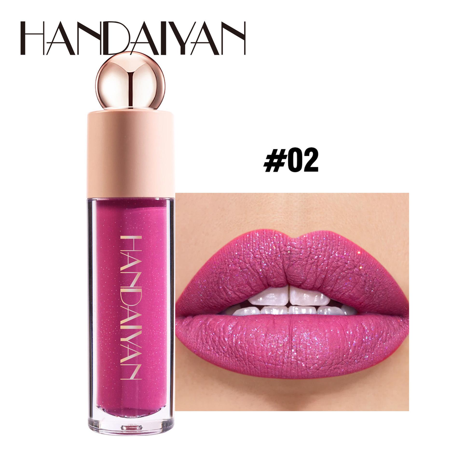 

Handaiyan 8 Shade Pearl Lip Gloss Waterproof Liquid Lipstick with Transfer-Proof Glitter