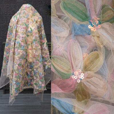50*150cm 3D Texture Sequin Embroidery Mesh Fabric Gradient For Dress Clothing Fashion Designer Fabric Diy Sewing Crafts