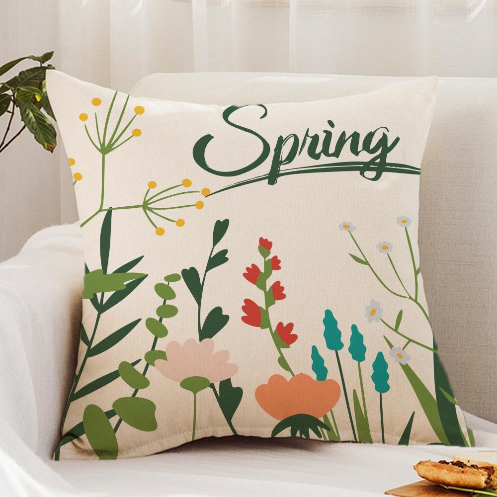 Spring Wildflowers Cushion Cover Premium Comfort Reversible Pillow Cover - Dual - Use Design for Home & Car