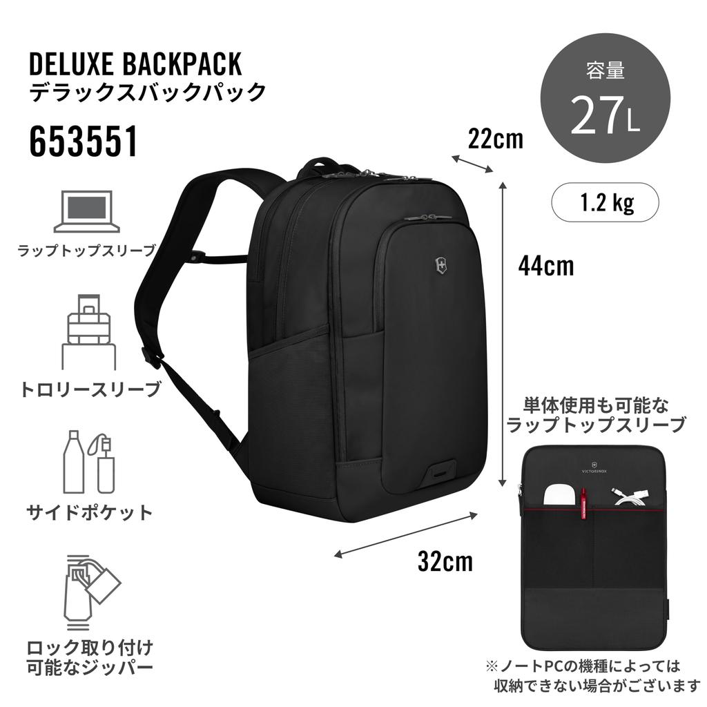 Victorinox Altmont Modern Deluxe 27L Features a Standalone Laptop Sleeve Sound Pocket for Antibacterial Multifunctional Design for Business and Black