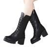 Plus Size Mid Calf Motorcycle Boots Winter New Martin Boots Women Chunky Heel Platform Military Boots