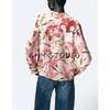 Spring New Women's Clothing Flower Print Fashion Vertical Lapel Long Sleeve Shirt 5029055 5029053