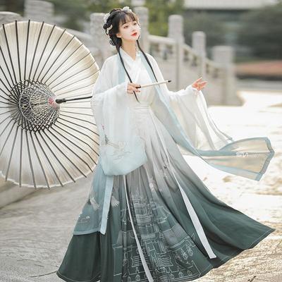 Chiny Wróżka Hanfu w stylu dynastii Wei i Jin Elegancka koszula z dużym rękawem i wysokim stanem