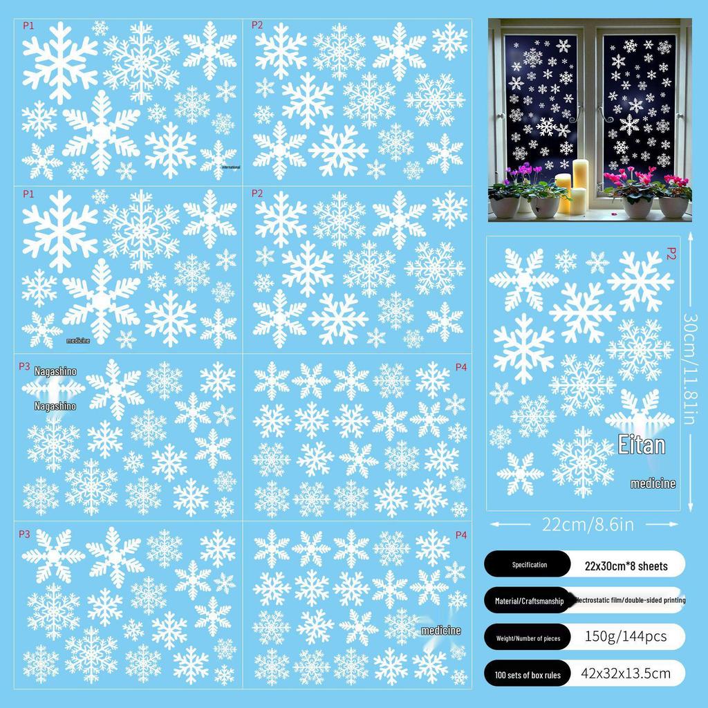 Weihnachts-Schneeflocken-Haftfolien - Neujahrs-Fensterdekorationen für Einkaufszentren und Türdisplays