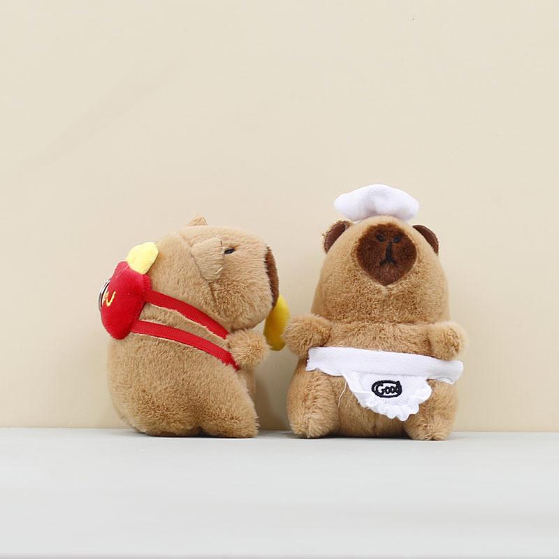 Capybara Plush Cook Pendant Toy Keychain Stuffed Doll Bag Decoration Kids Gift